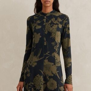 ME+EM Scribbled Floral Print Fit And Flare Maxi Dress in Black 4